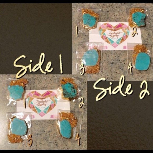 24 KT Gold Plated Genuine Turquoise Stone Necklace - Picture 4 of 4